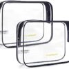 BAGSMART Clear Toiletry Bag, 2 Pack TSA Approved Travel Toiletry Bag Carry on Travel Accessories Bag Airport Airline Quart Size Bags Water Repellent Makeup Cosmetic Bag for Women (Black-2pcs)